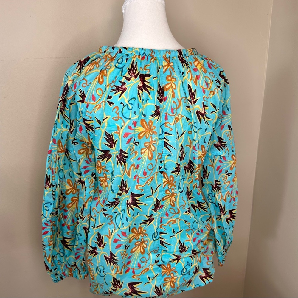 🆕 A.L.C Blouse Capri Top Grotto Multi Aqua Floral Size 0 - Picture 4 of 7